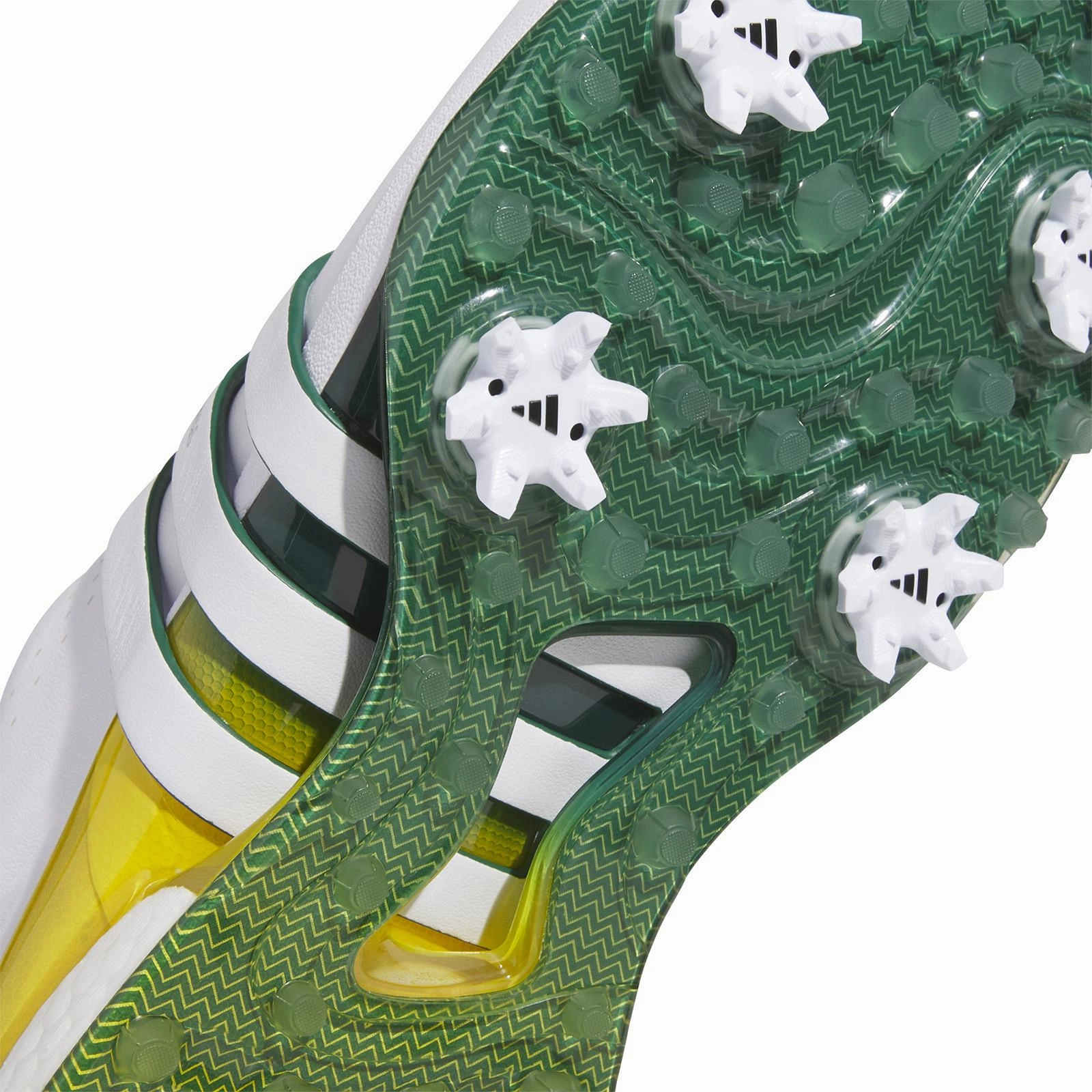 Tour360 24 Leather Golf Shoes White/Green/Yellow Adidas Men's Sportswear