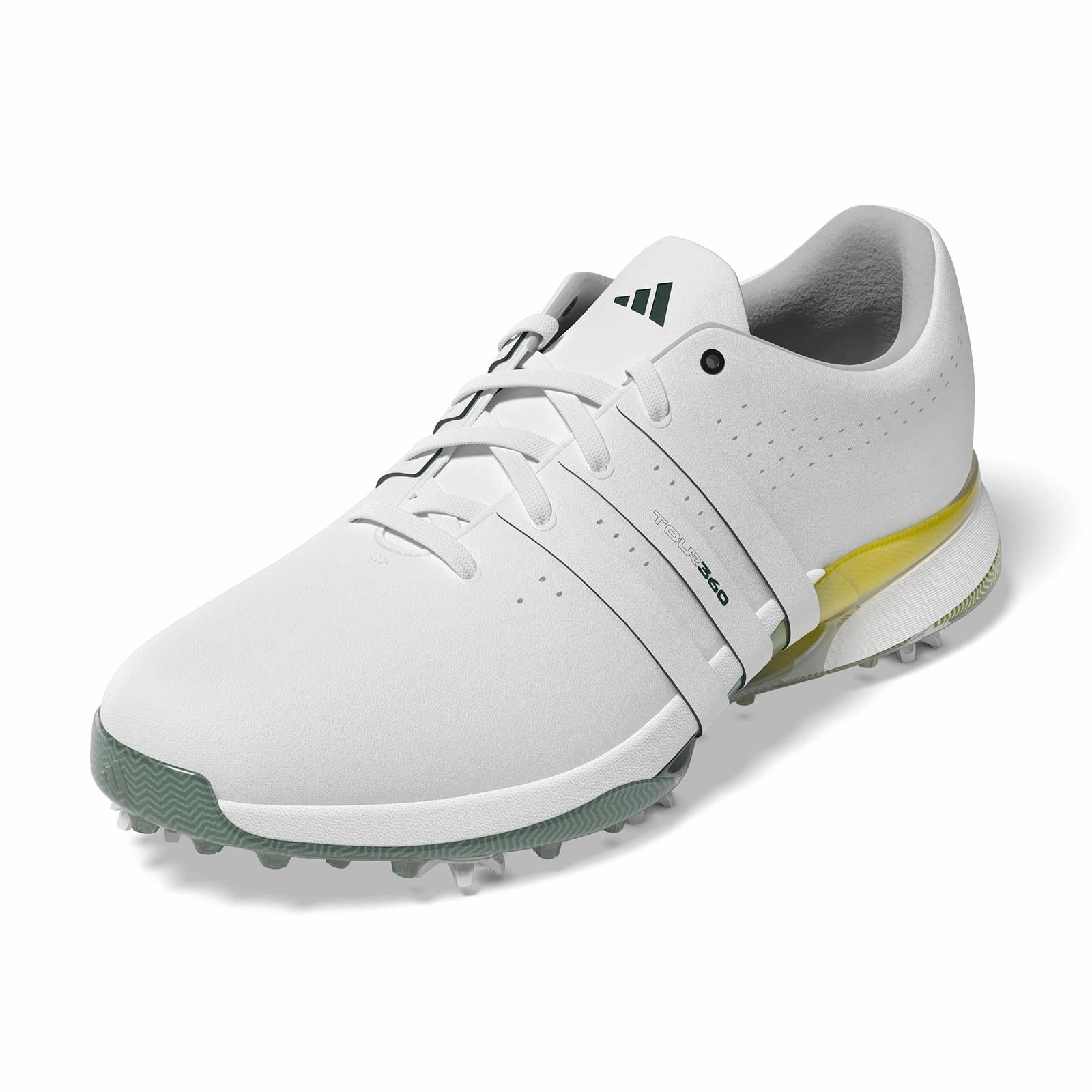 Tour360 24 Leather Golf Shoes White/Green/Yellow Adidas Men's Sportswear