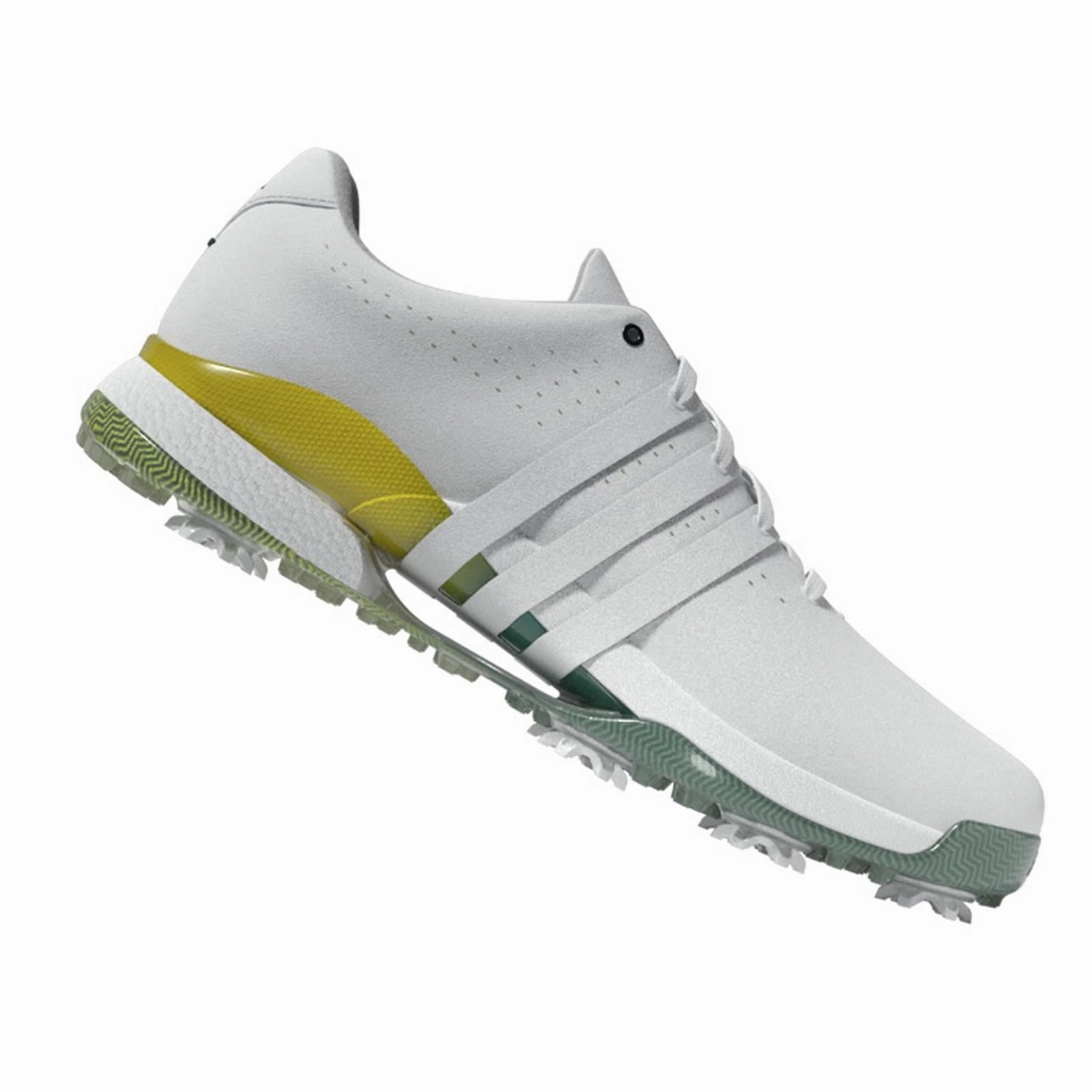 Tour360 24 Leather Golf Shoes White/Green/Yellow Adidas Men's Sportswear