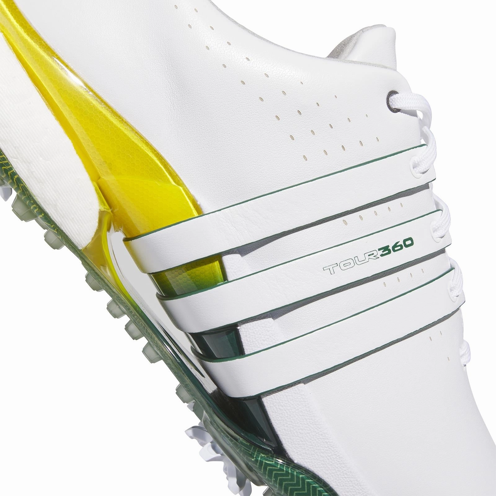 Tour360 24 Leather Golf Shoes White/Green/Yellow Adidas Men's Sportswear