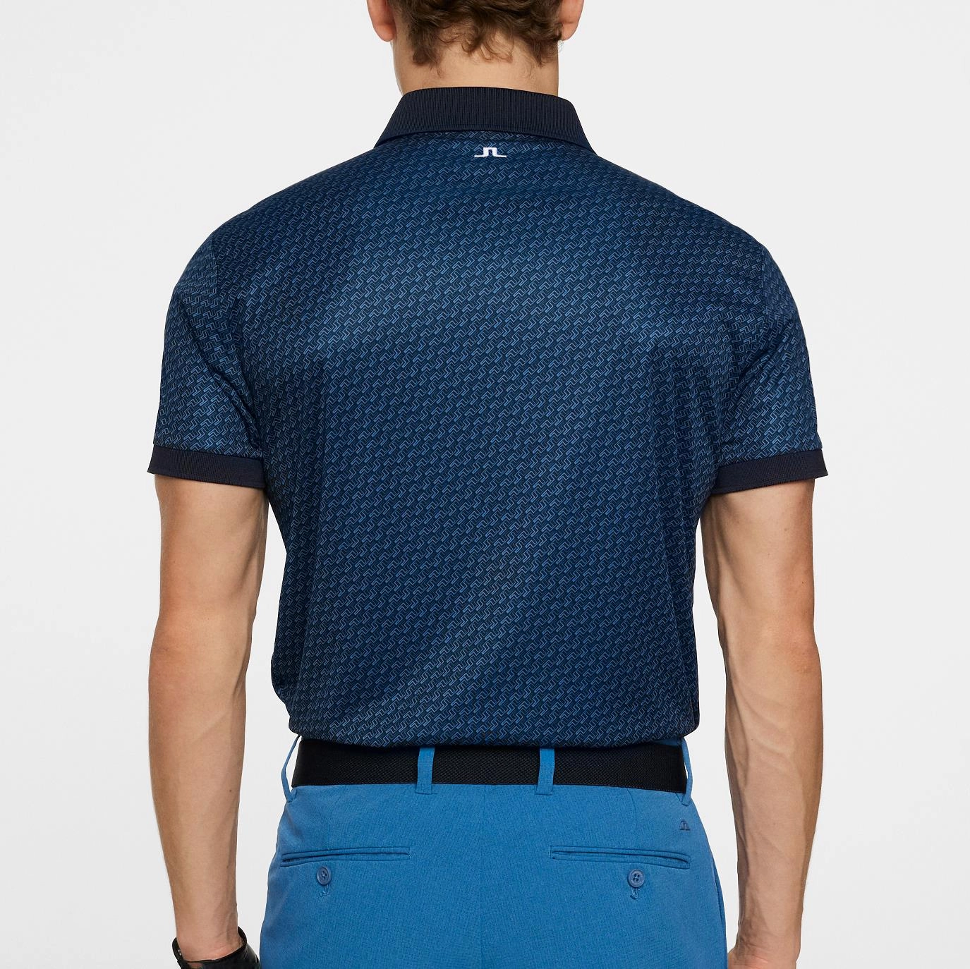 Tour Tech Print Polo Shadow Bridge Navy J.Lindeberg Golfwear for Men