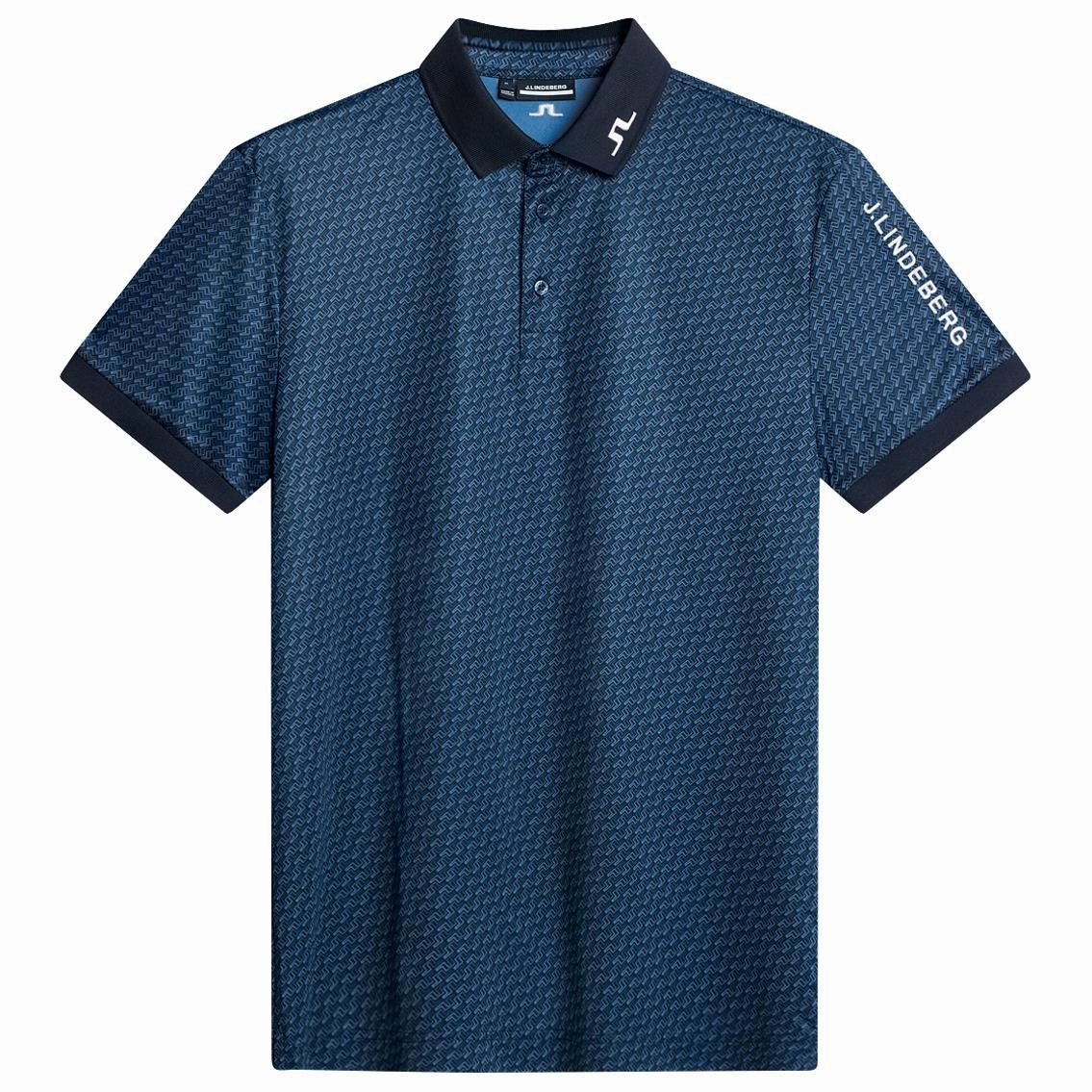 Tour Tech Print Polo Shadow Bridge Navy J.Lindeberg Golfwear for Men