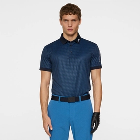 Tour Tech Print Polo Shadow Bridge Navy Premium J.Lindeberg menswear