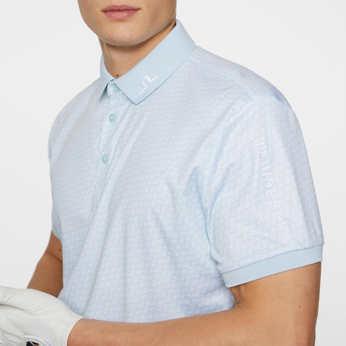 Tour Tech Print Polo Shadow Bridge Winter Sky J.Lindeberg Golfwear for Men