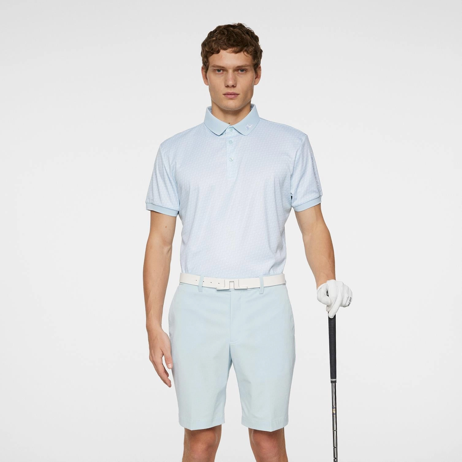 Tour Tech Print Polo Shadow Bridge Winter Sky J.Lindeberg Golfwear for Men