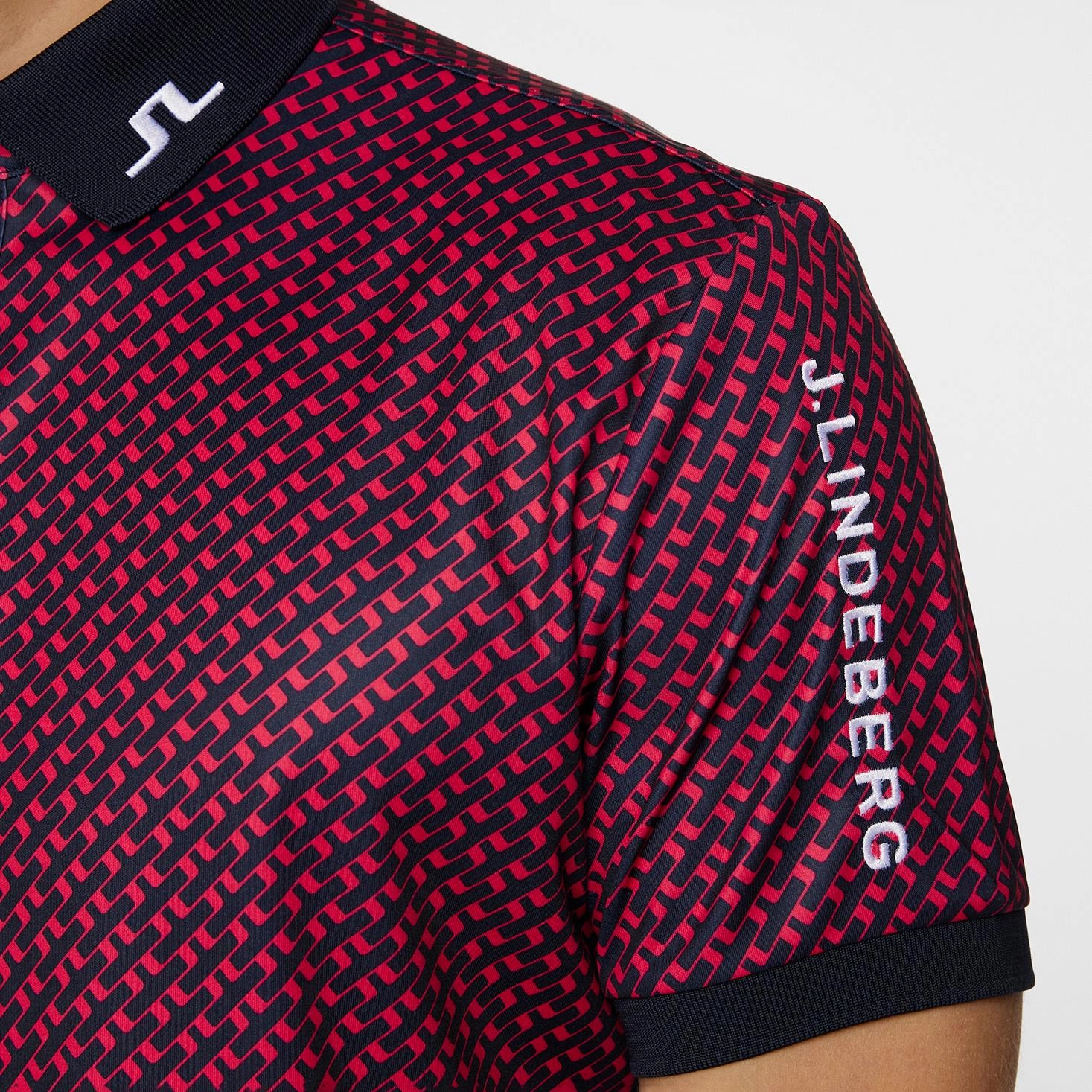 Tour Tech Print Polo Tour Geo Navy J.Lindeberg Golfwear for Men