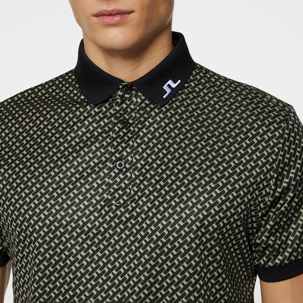 Tour Tech Print Polo Tour Geo Olive J.Lindeberg Golfwear for Men