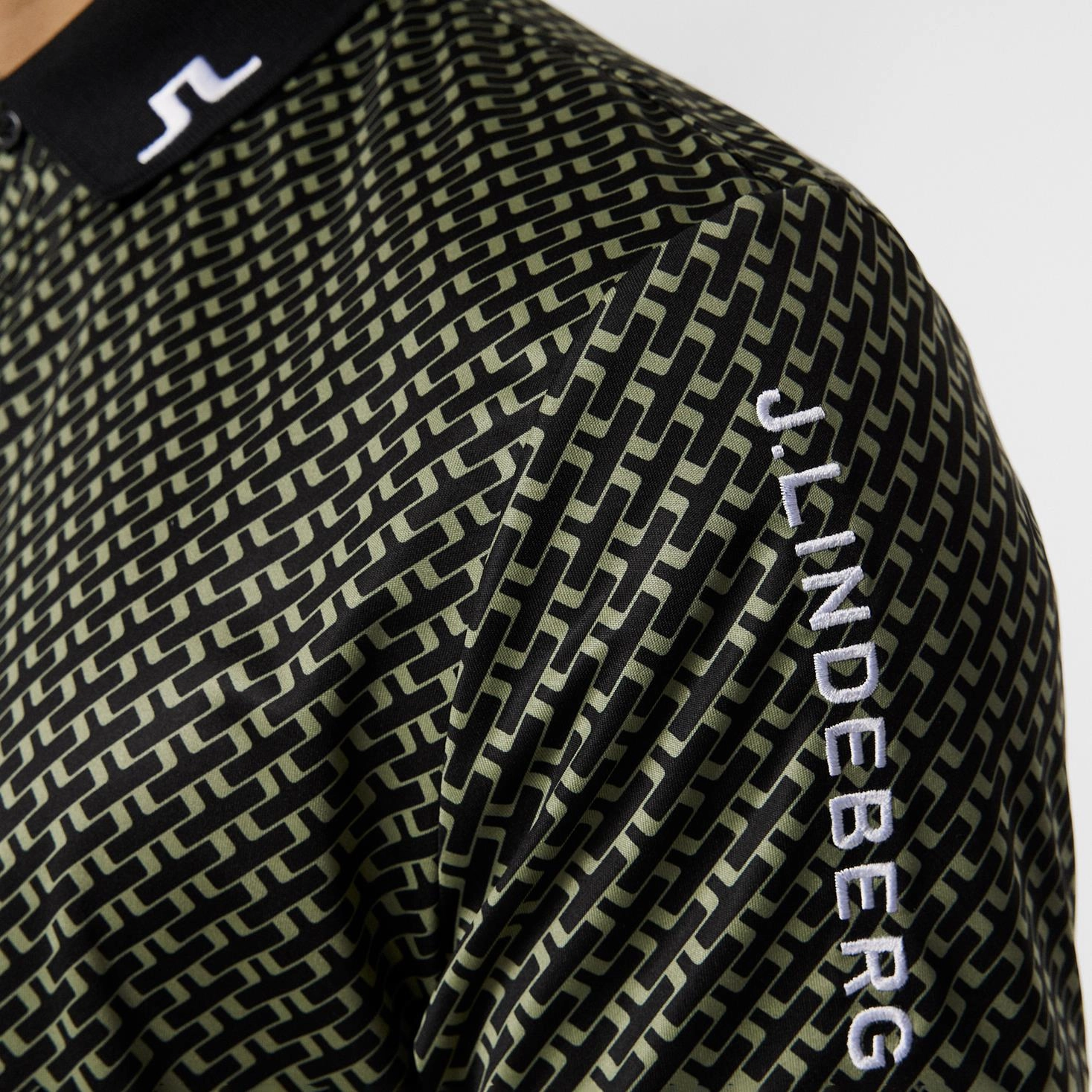 Tour Tech Print Polo Tour Geo Olive J.Lindeberg Golfwear for Men