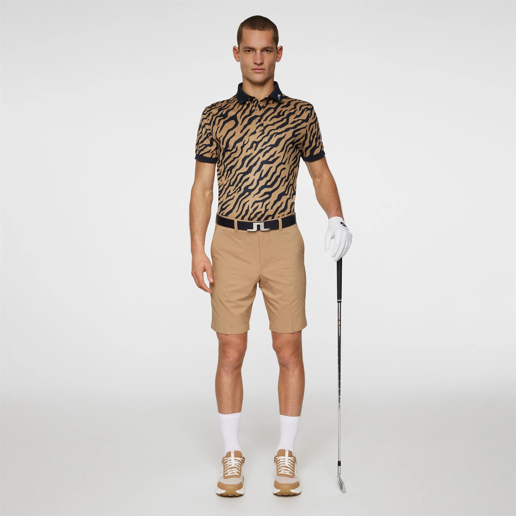 Tour Tech Print Polo Tour Tiger Brown J.Lindeberg Golfwear for Men