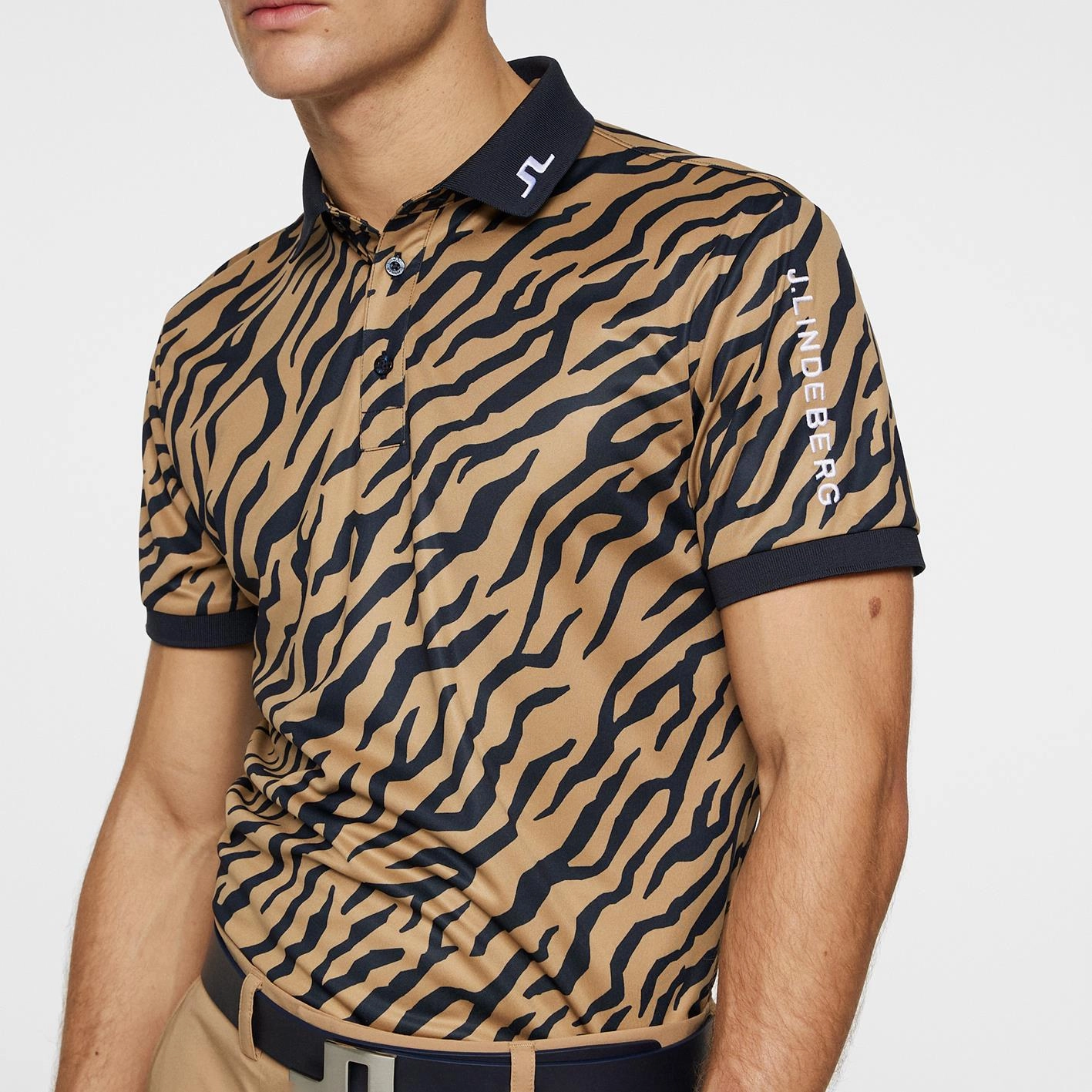 Tour Tech Print Polo Tour Tiger Brown J.Lindeberg Golfwear for Men