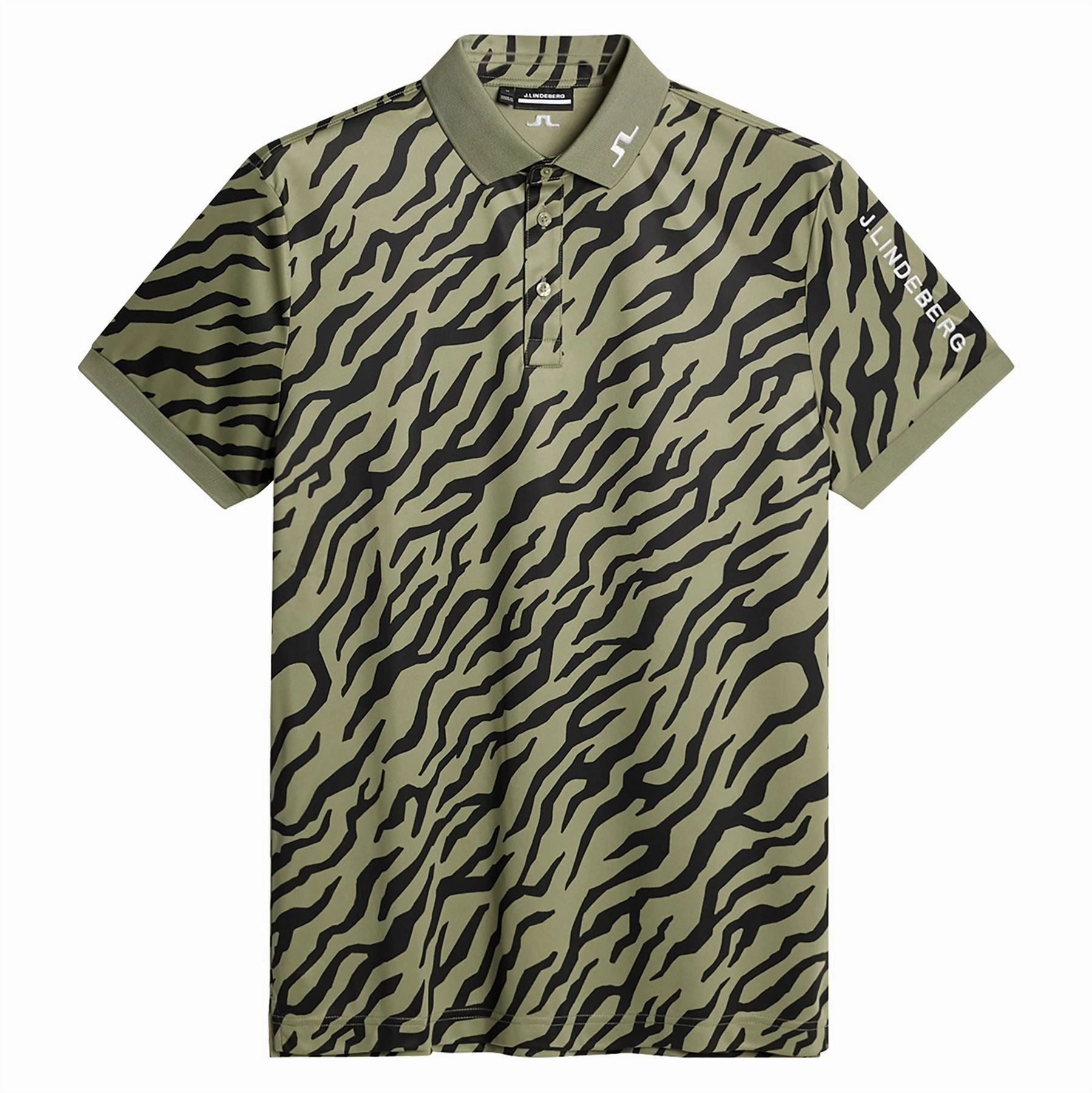 Tour Tech Print Polo Tour Tiger Olive J.Lindeberg Golfwear for Men