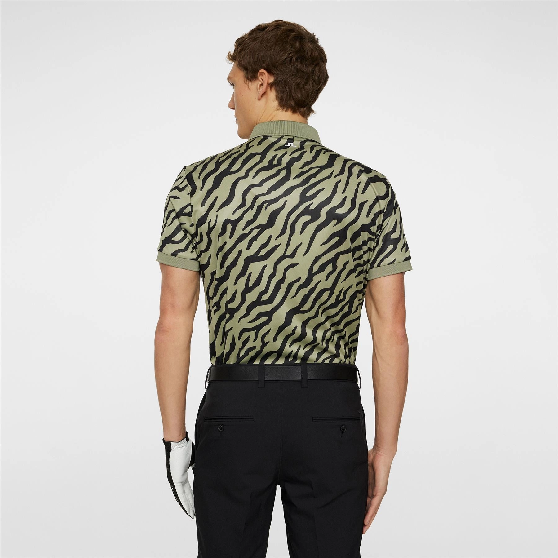 Tour Tech Print Polo Tour Tiger Olive J.Lindeberg Golfwear for Men