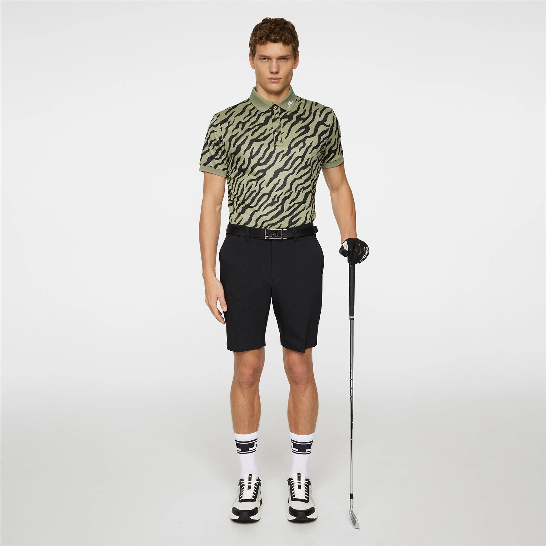 Tour Tech Print Polo Tour Tiger Olive J.Lindeberg Golfwear for Men