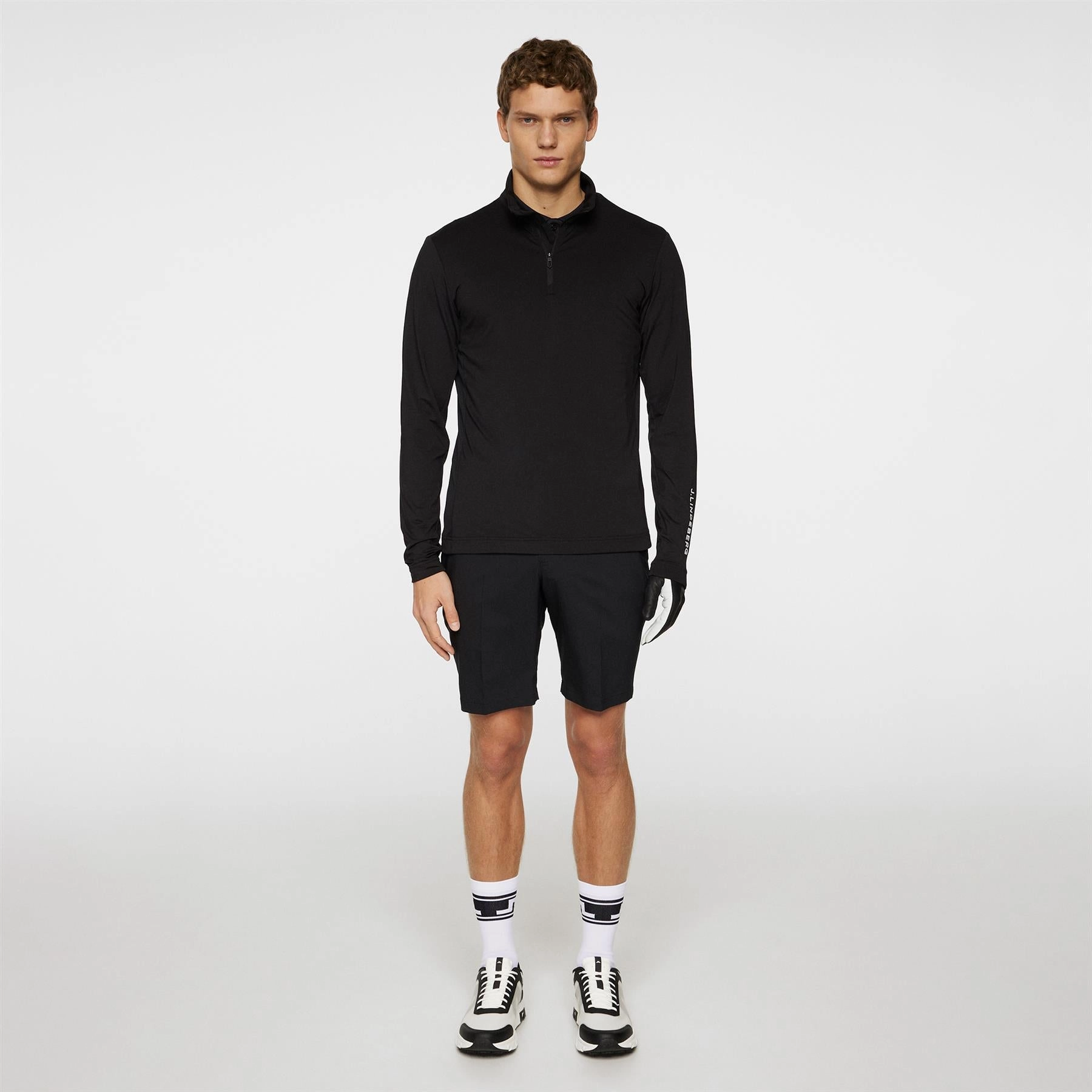Tour Tech Quarter Zip Mid Layer Black J.Lindeberg Golfwear for Men