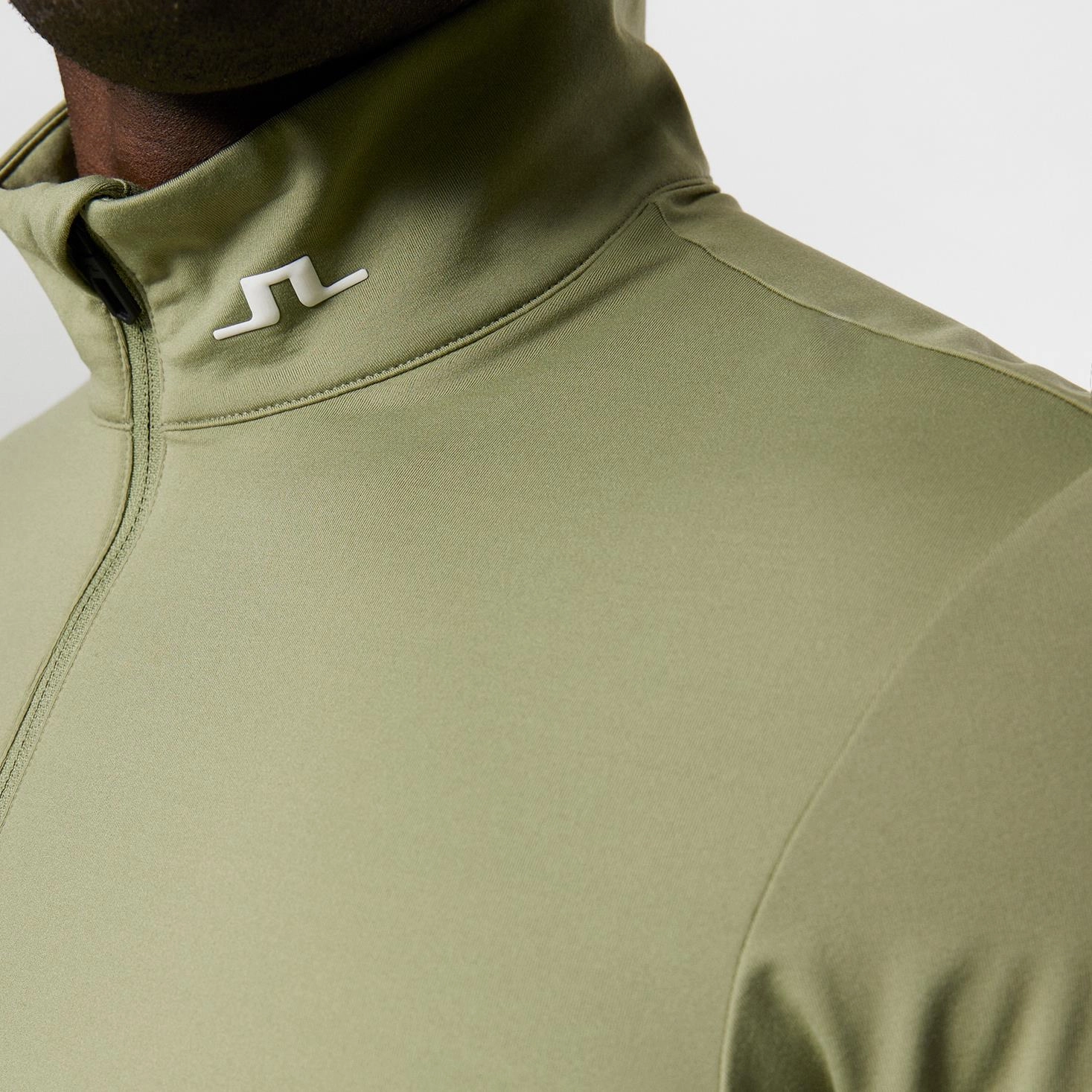 Tour Tech Quarter Zip Mid Layer Oil Green J.Lindeberg Golfwear for Men