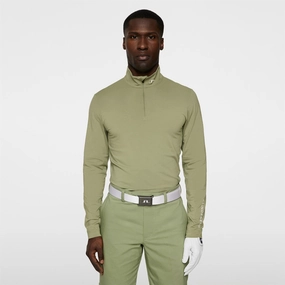 Tour Tech Quarter Zip Mid Layer Oil Green Premium J.Lindeberg menswear
