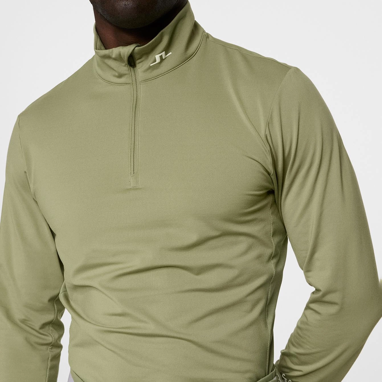 Tour Tech Quarter Zip Mid Layer Oil Green J.Lindeberg Golfwear for Men