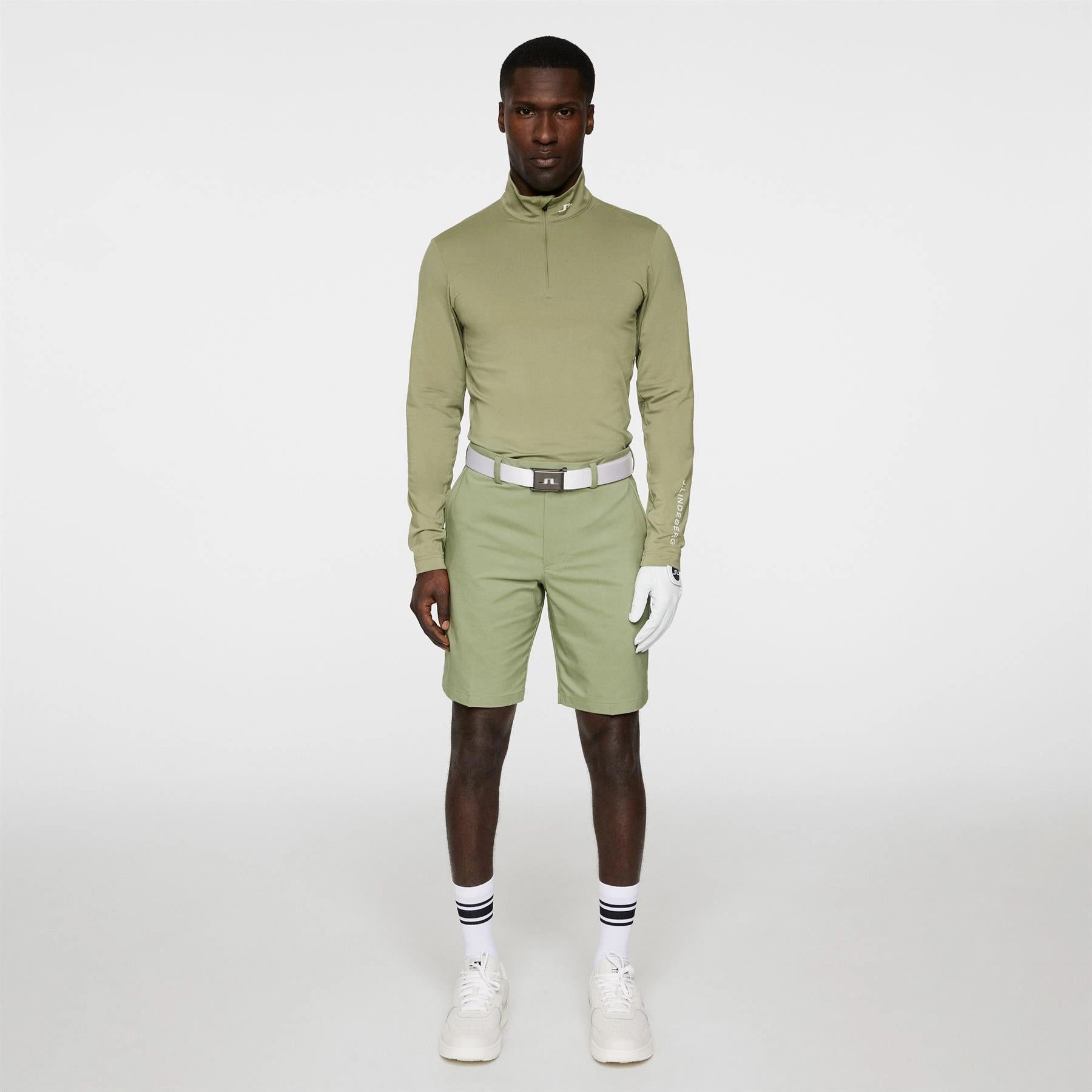 Tour Tech Quarter Zip Mid Layer Oil Green J.Lindeberg Golfwear for Men