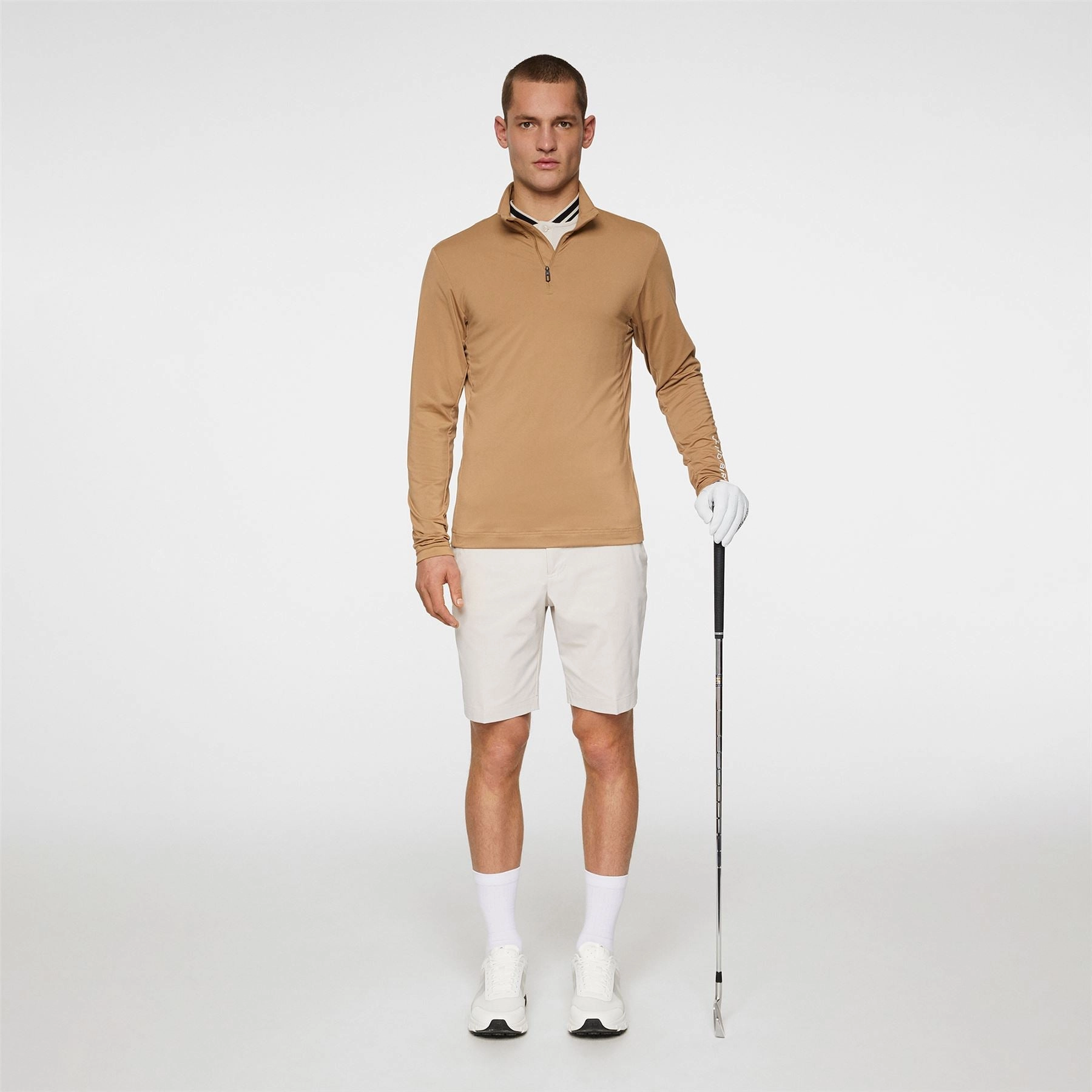 Tour Tech Quarter Zip Mid Layer Tigers Eye J.Lindeberg Golfwear for Men