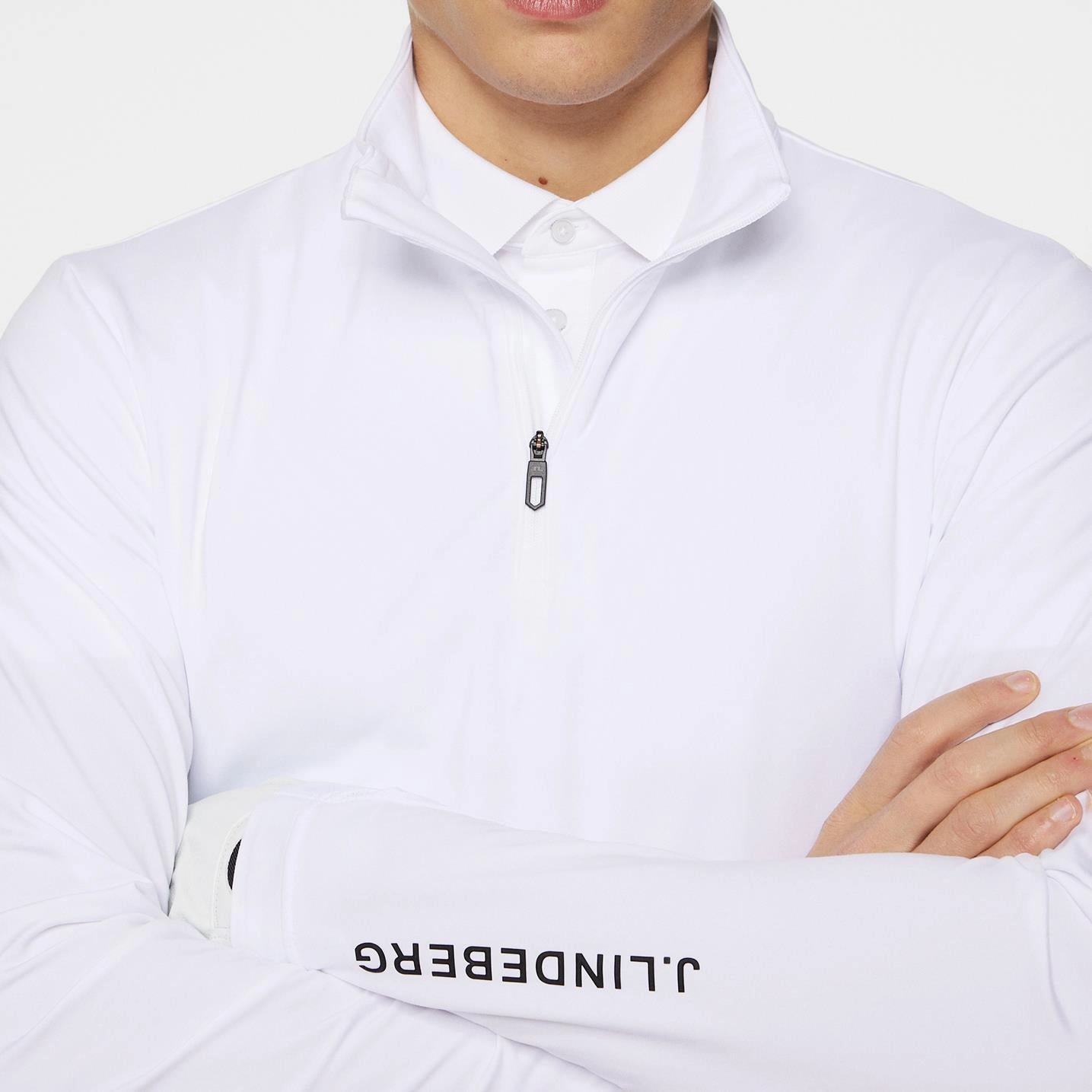 Tour Tech Quarter Zip Mid Layer White J.Lindeberg Golfwear for Men