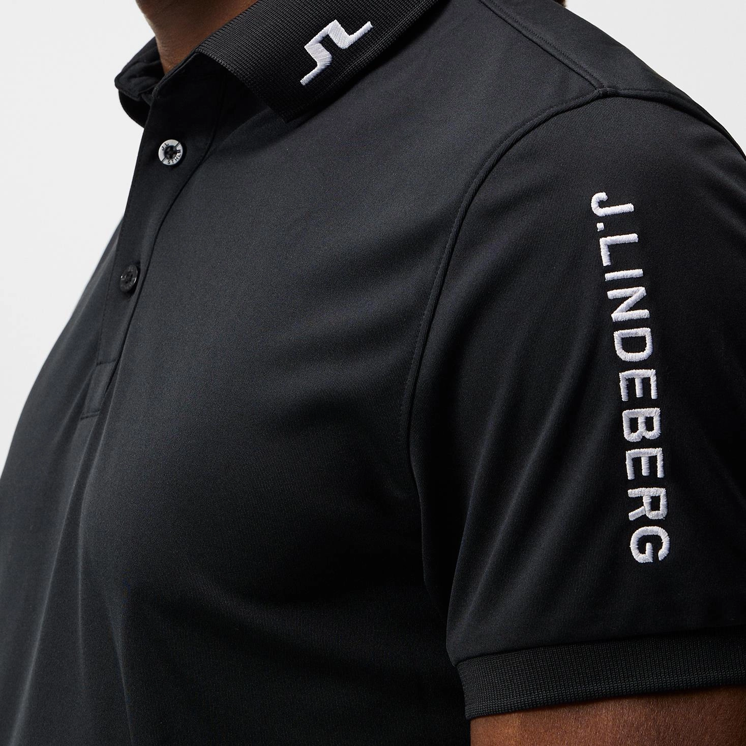 Tour Tech Regular Fit TX Jersey Polo Black J.Lindeberg Golfwear for Men