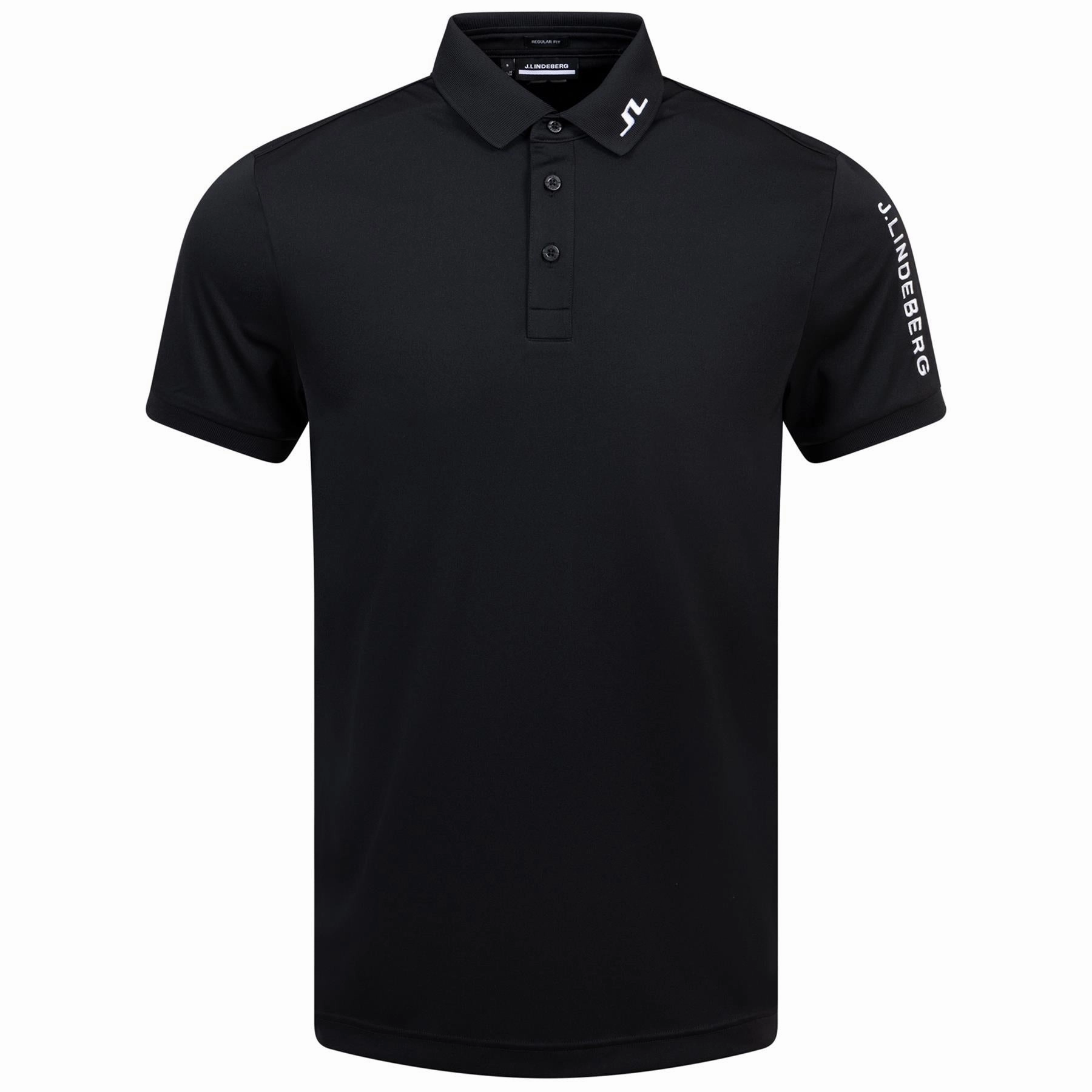 Tour Tech Regular Fit TX Jersey Polo Black J.Lindeberg Golfwear for Men
