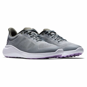 Sports Sneakers Trail Comfort FootJoy Women's Flex Golf Shoes Grey/Purple 95766 (Previous Season Style) Eva Sole Sneakers Pull-On Sneakers