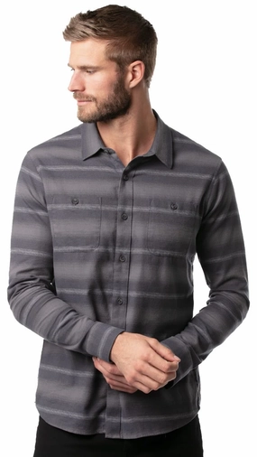 TRAVIS MATHEW 'FINAL APPROACH '  FLANNEL BUTTON SHIRT - GRAY PINSTRIPE Travis Mathew men's golf apparel