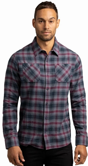 TRAVIS MATHEW 'HIGH STAKES' FLANNEL BUTTON SHIRT - BLUEBERRY Travis Mathew men's golf apparel