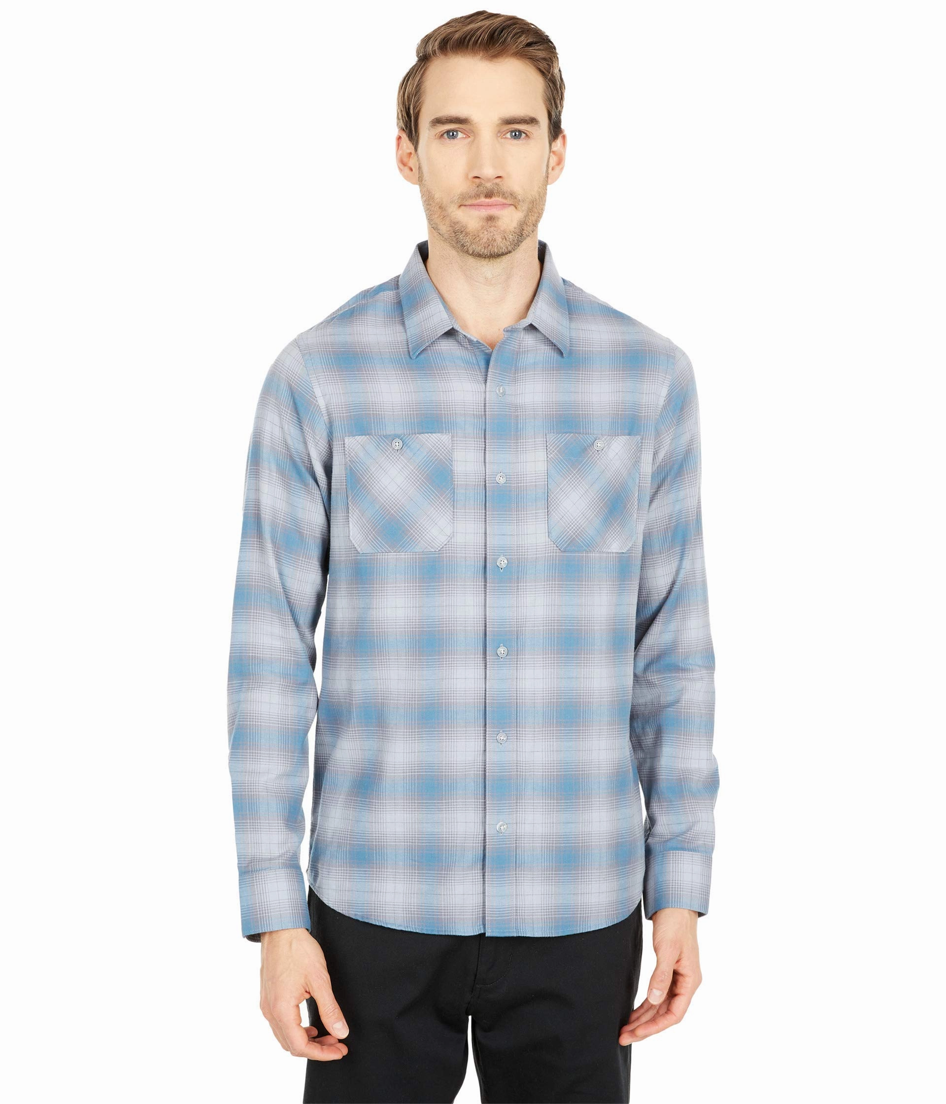 TRAVIS MATHEW 'HIGH STAKES' FLANNEL BUTTON SHIRT - QUIET SHADE Travis Mathew men's golf apparel