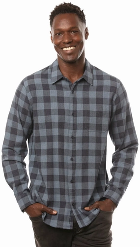 TRAVIS MATHEW 'QUINELLA' COTTON BUTTON SHIRT - HEATHER VINTAGE INDIGO Travis Mathew men's golf apparel