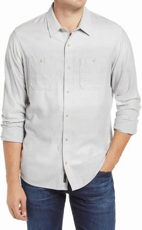 TRAVIS MATHEW 'RYA EDDIE '  BUTTON SHIRT - HEATHER GARDENIA Travis Mathew men's golf apparel