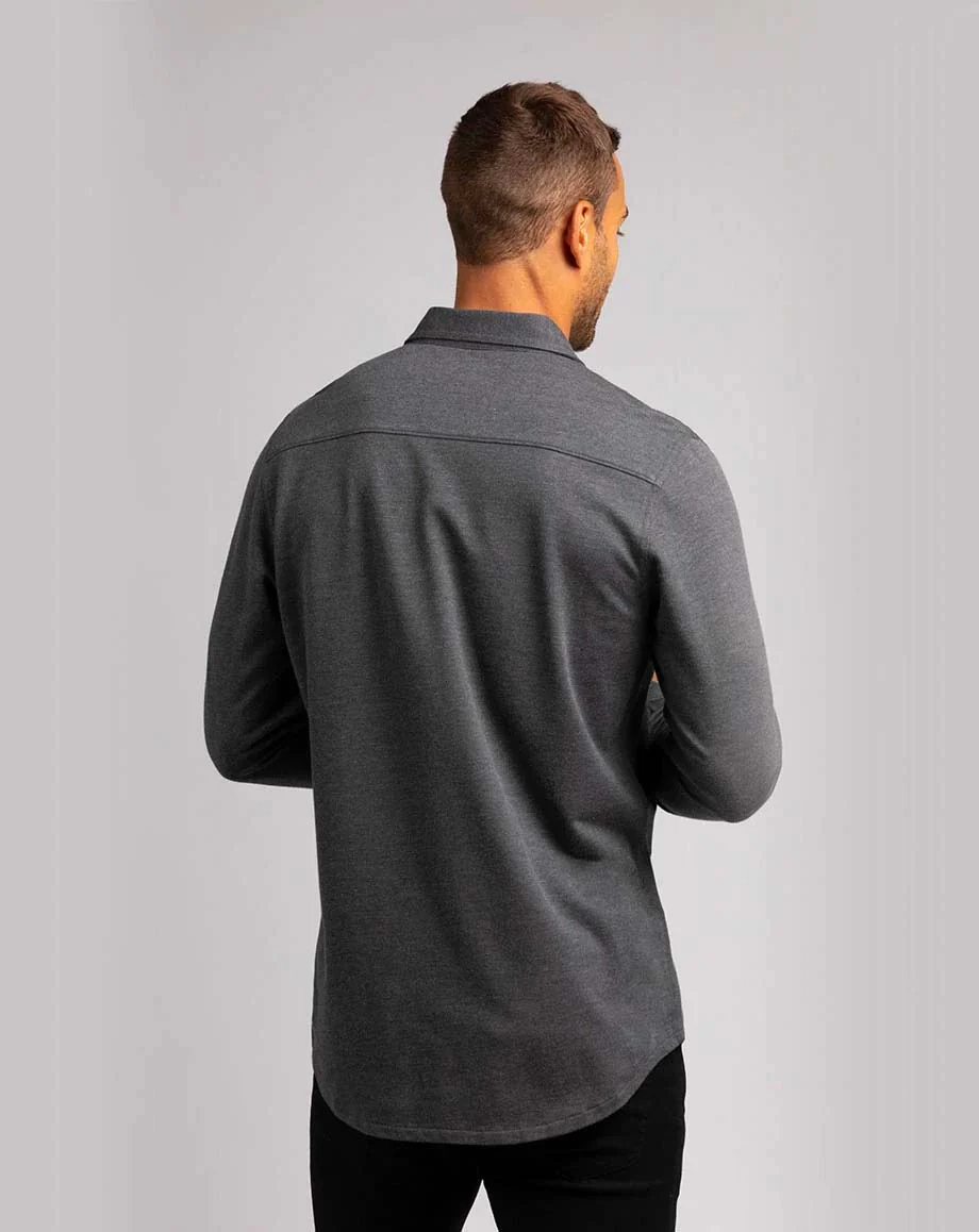 TRAVIS MATHEW 'SLATER' BUTTON SHIRT - HEATHER BLACK Travis Mathew Men's Golf Apparel