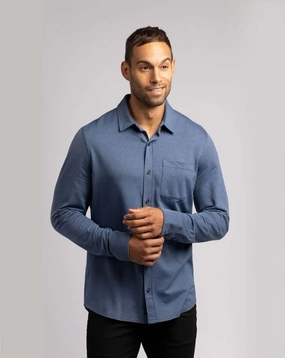 TRAVIS MATHEW 'SLATER' BUTTON SHIRT - HEATHER MOOD INDIGO Travis Mathew men's golf apparel