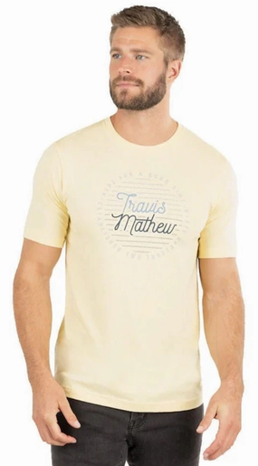 TRAVIS MATHEW CHEERS MY DEARS T-SHIRT - HEATHER SUNLIGHT Travis Mathew men's golf apparel
