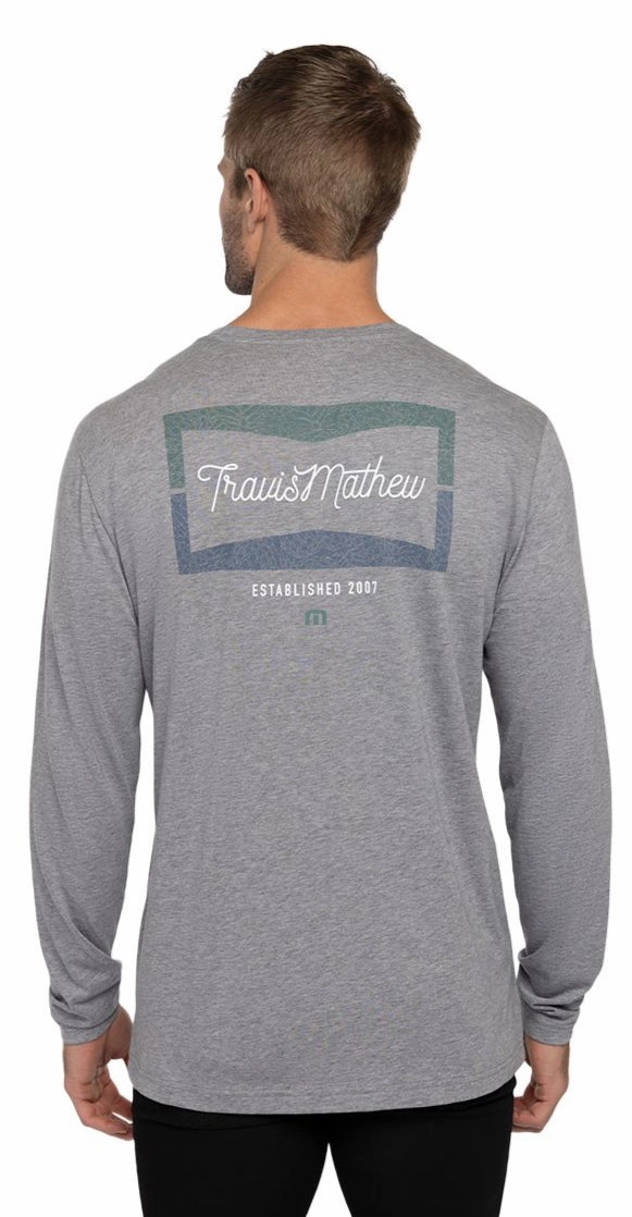 TRAVIS MATHEW LOOKOUT POINT LONG SLEEVE T-SHIRT - HEATHER GREY Travis Mathew Men's Golf Apparel