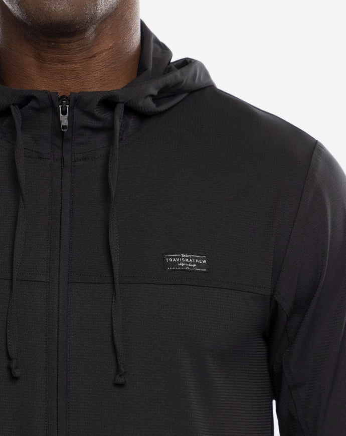 TRAVIS MATHEW MEN'S WANDERLUST FULL ZIP JACKET - BLACK Travis Mathew Men's Golf Apparel