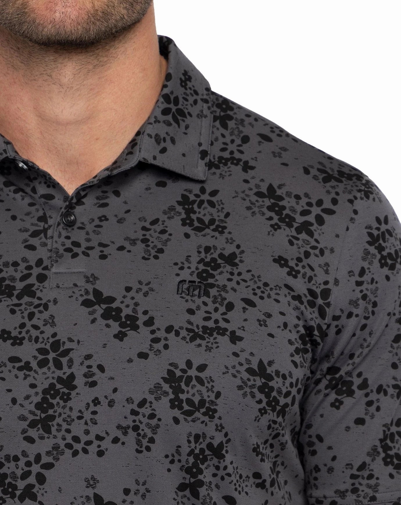 TRAVIS MATHEW MENS A LITTLE SPICE POLO - HEATHER FORGED IRON Travis Mathew Men's Golf Apparel
