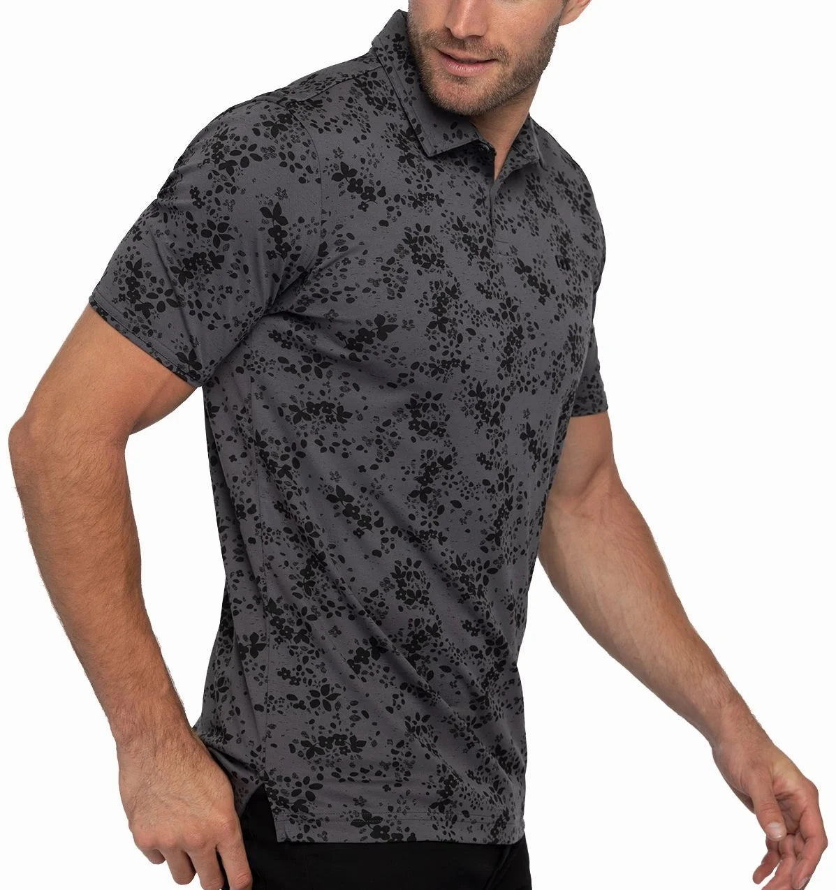 TRAVIS MATHEW MENS A LITTLE SPICE POLO - HEATHER FORGED IRON Travis Mathew Men's Golf Apparel
