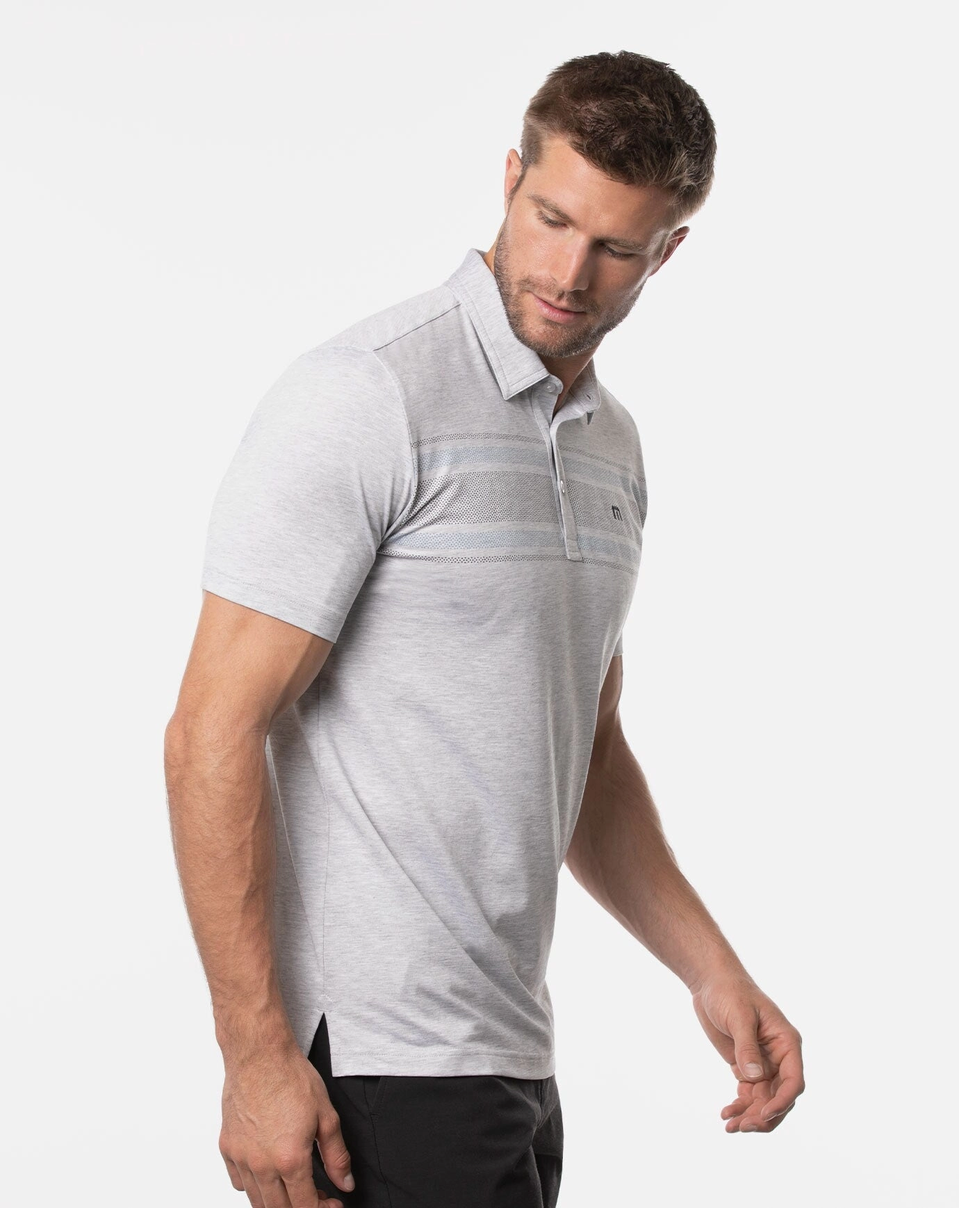 TRAVIS MATHEW MENS BANKROLL POLO - HEATHER LIGHT GREY Travis Mathew Men's Golf Apparel