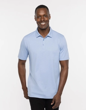 TRAVIS MATHEW MENS CARNAVAL POLO - HEATHER BEL AIR BLUE Travis Mathew men's golf apparel
