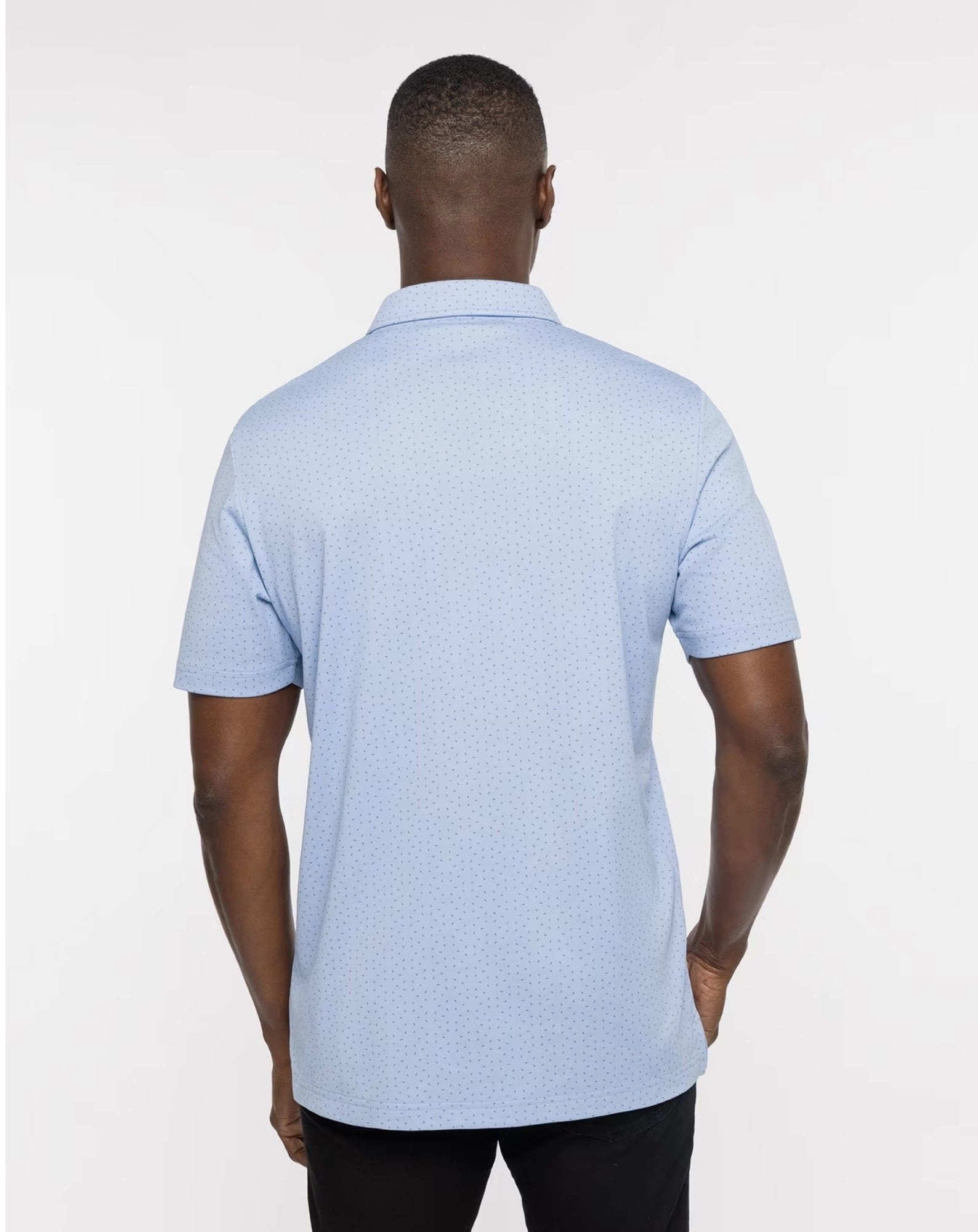 TRAVIS MATHEW MENS CARNAVAL POLO - HEATHER BEL AIR BLUE Travis Mathew Men's Golf Apparel