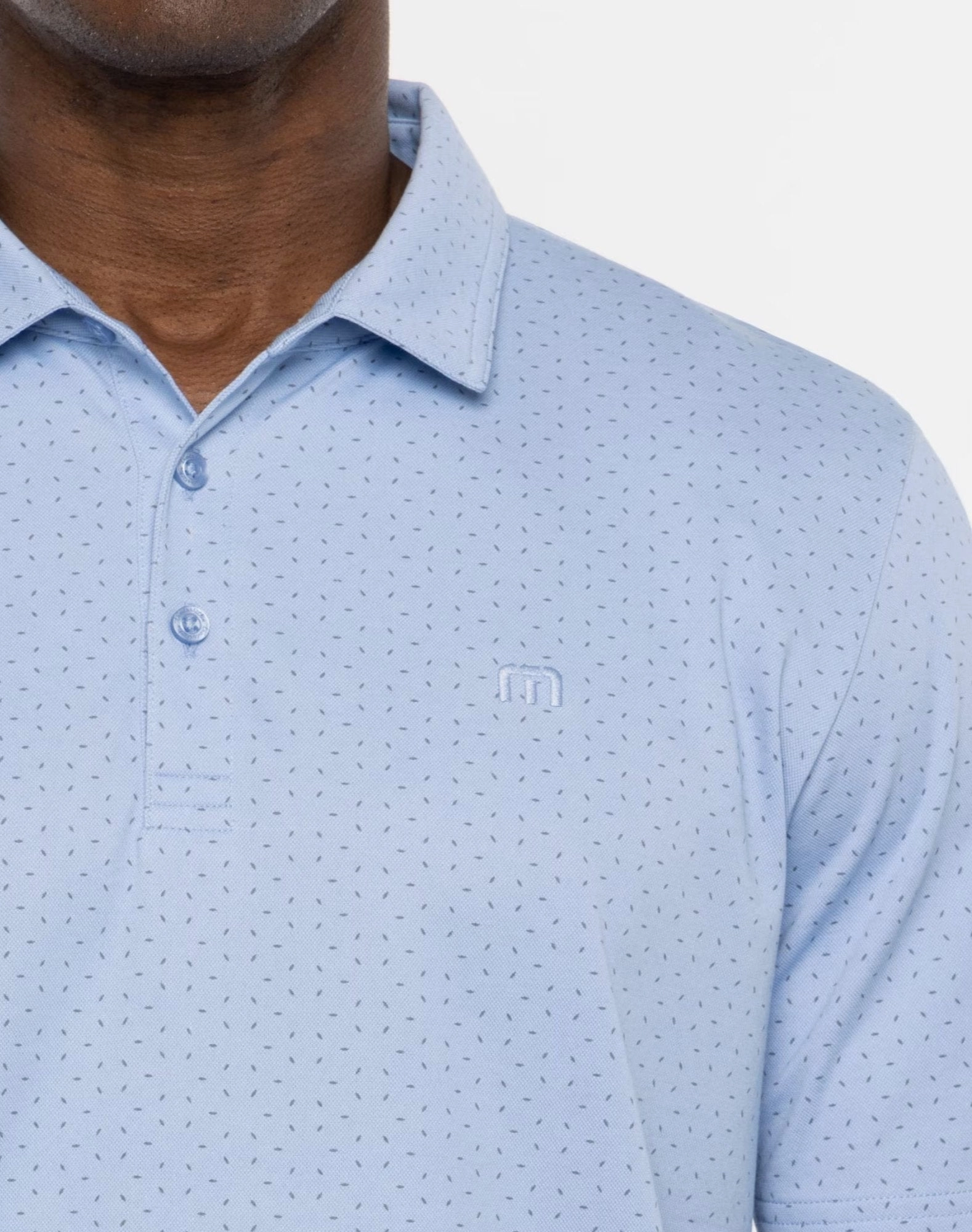 TRAVIS MATHEW MENS CARNAVAL POLO - HEATHER BEL AIR BLUE Travis Mathew Men's Golf Apparel