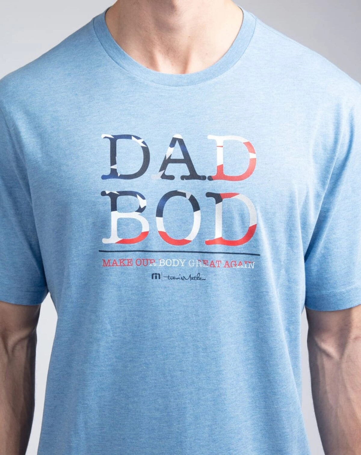 TRAVIS MATHEW MENS DAD BOD T-SHIRT - HEATHER BLUE Travis Mathew Men's Golf Apparel