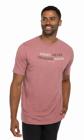 TRAVIS MATHEW MENS FINEST BOTTLE T-SHIRT - HEATHER RUBY WINE Travis Mathew men's golf apparel