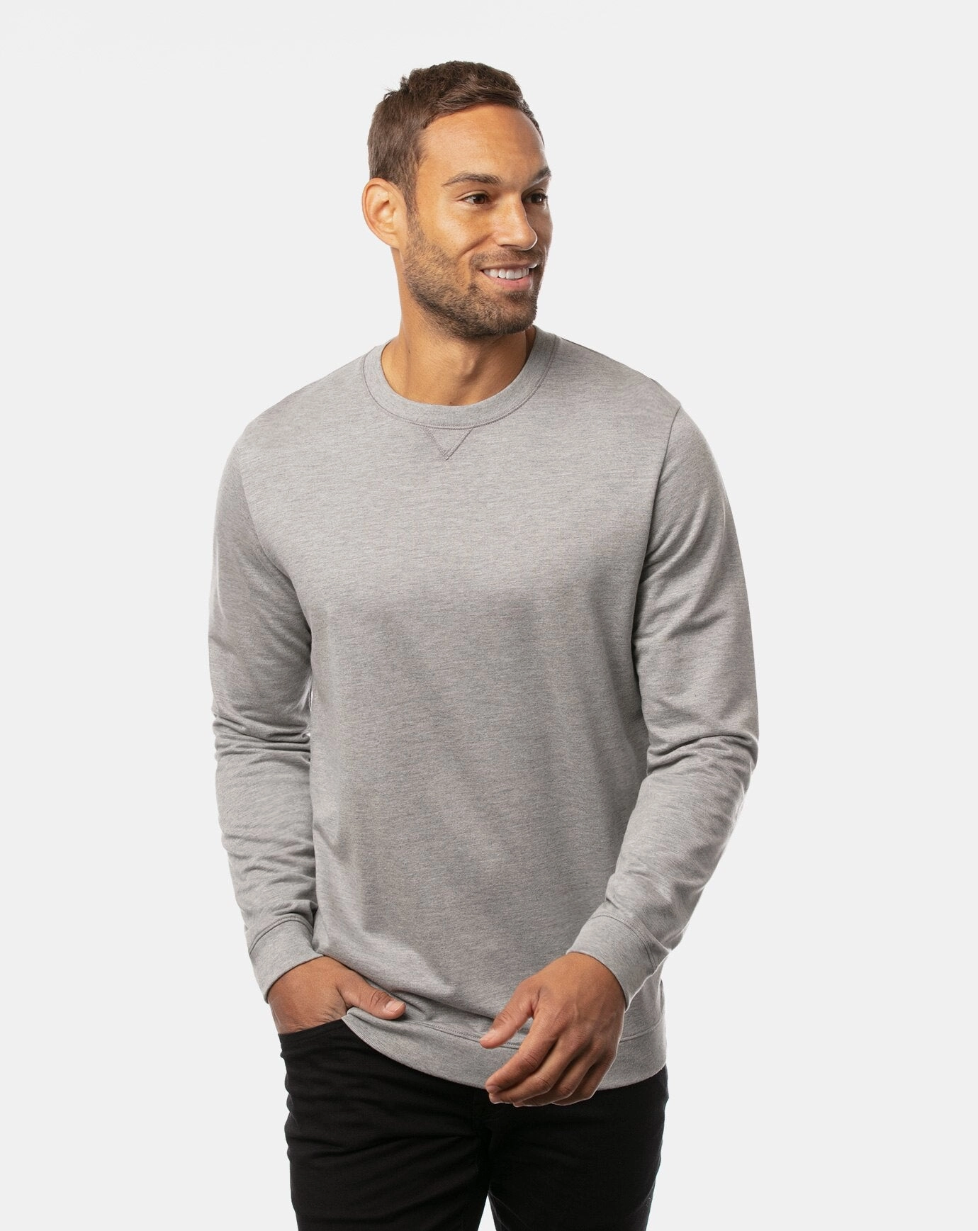 TRAVIS MATHEW MENS FINK 2.0 SWEATER - HEATHER LIGHT GREY Travis Mathew men's golf apparel