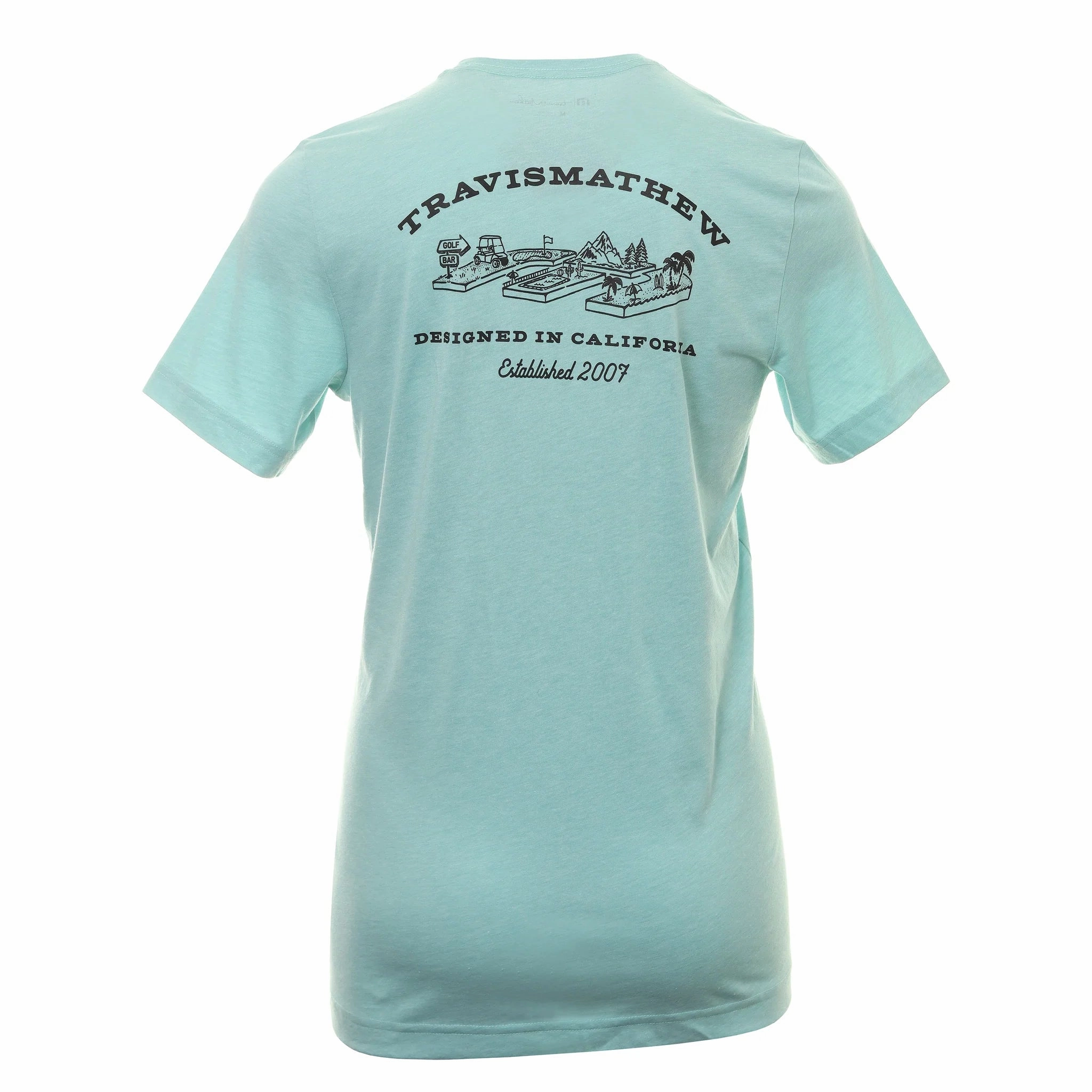 TRAVIS MATHEW MENS FUN TO BE HAD T-SHIRT - HEATHER TURQUOISE Travis Mathew Men's Golf Apparel