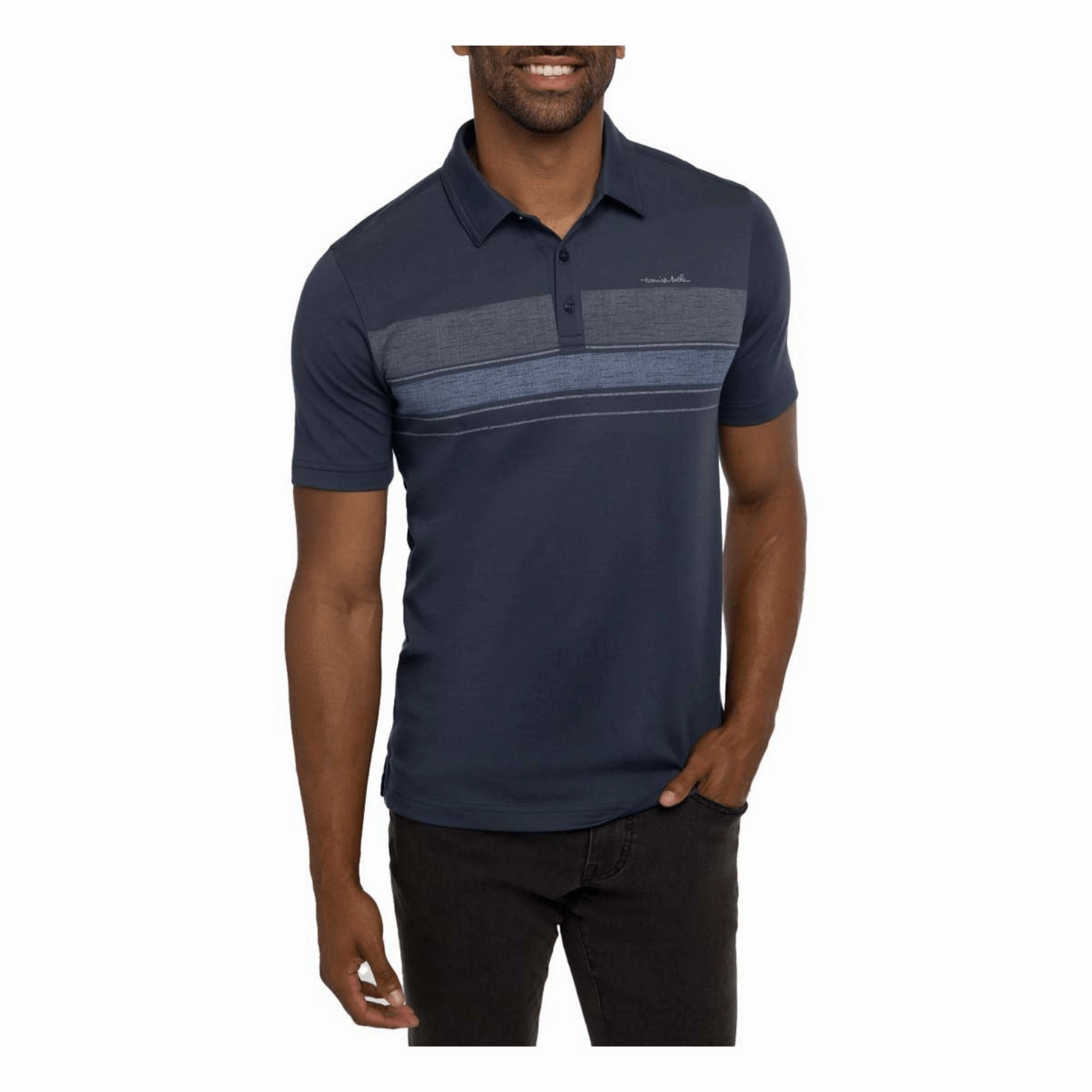 TRAVIS MATHEW MENS GAMBLIN MAN POLO - DRESS BLUES Travis Mathew men's golf apparel