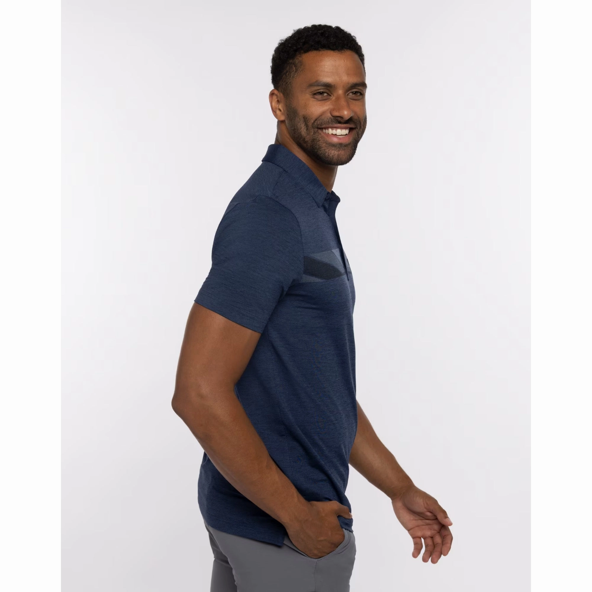 TRAVIS MATHEW MENS GRAND PRIZE POLO - HEATHER NAVY Travis Mathew Men's Golf Apparel