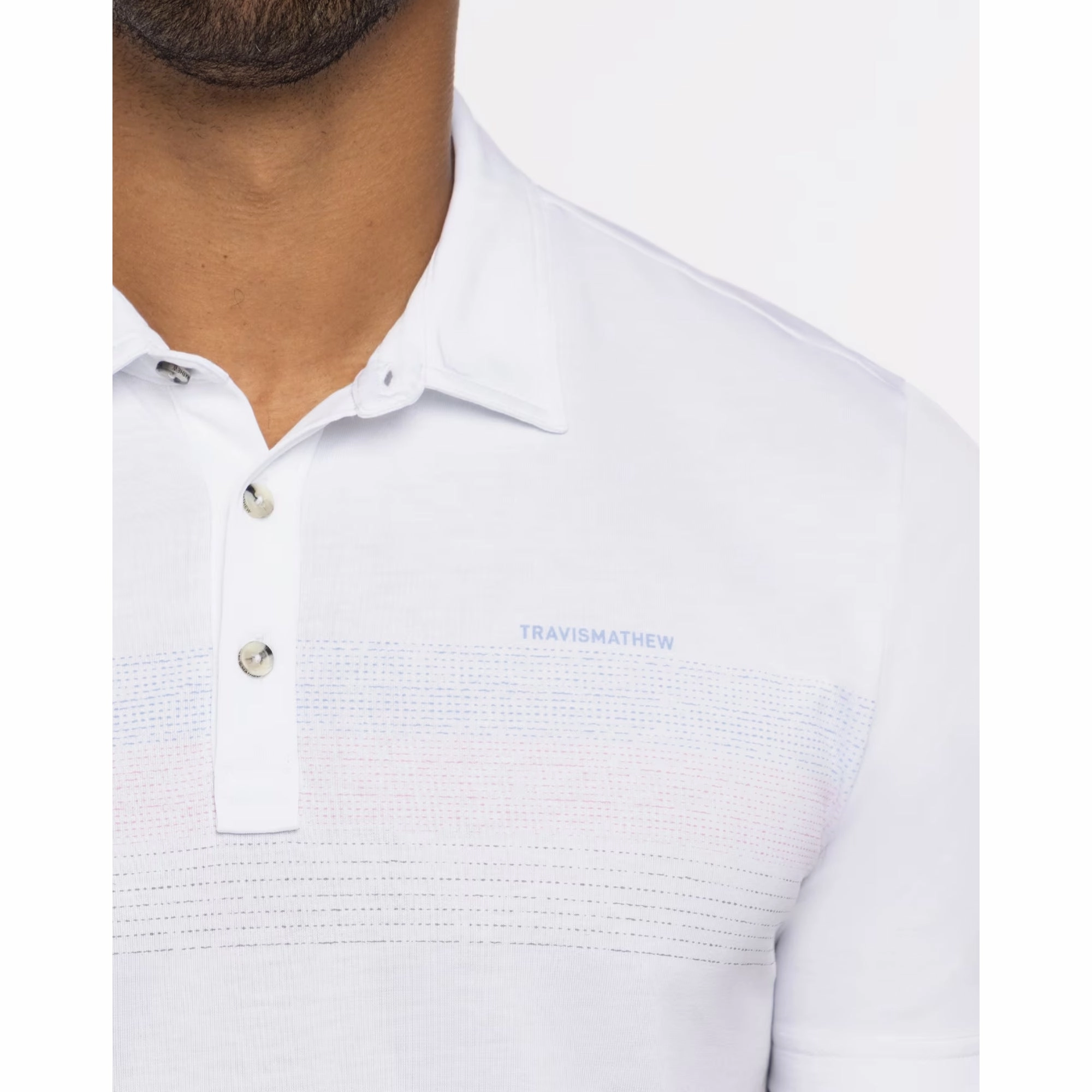 TRAVIS MATHEW MENS GULF SIDE POLO - WHITE Travis Mathew Men's Golf Apparel